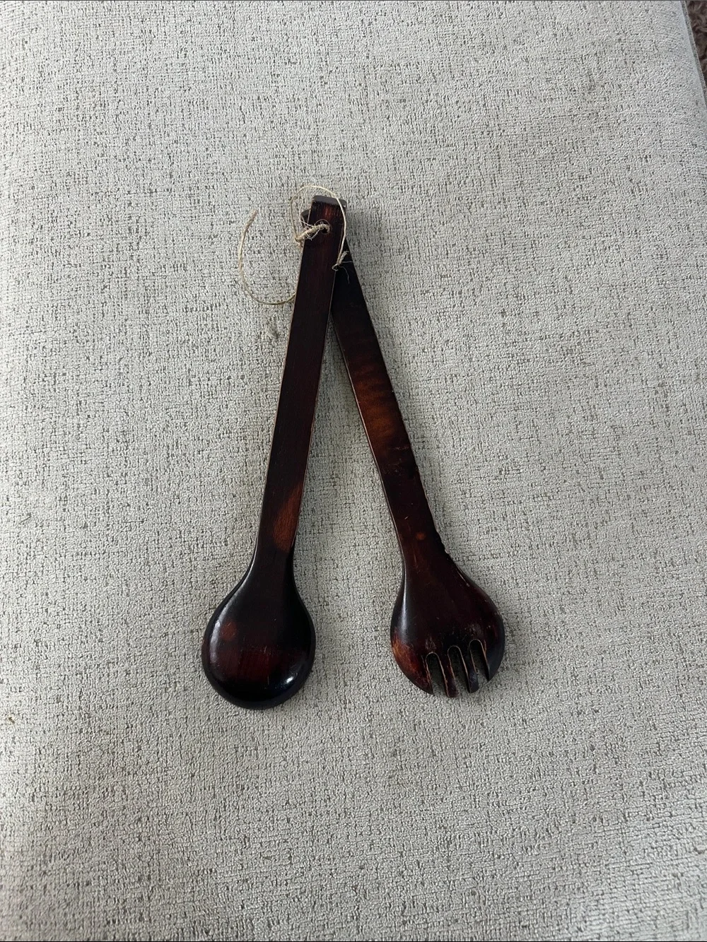 Wooden Salad Serving Spoon and Fork - Dark Brown